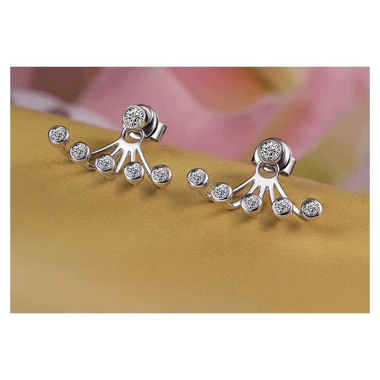 Puces et pendants or blanc diamants. Tentacules - 5