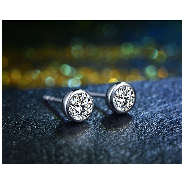 Puces diamants serties clos 0.40ct. Platine. Carat personnalisable - 4