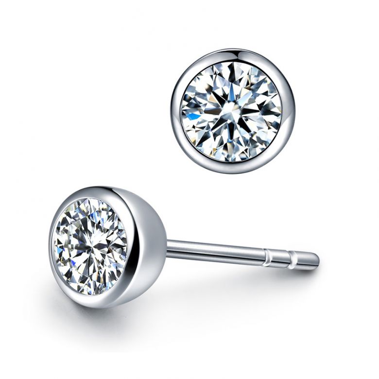 Puces diamants serties clos 0.40ct. Or blanc. Carat personnalisable - 4