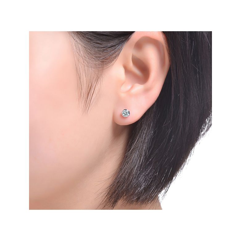 Puces diamants serties clos 0.40ct. Or blanc. Carat personnalisable - 2