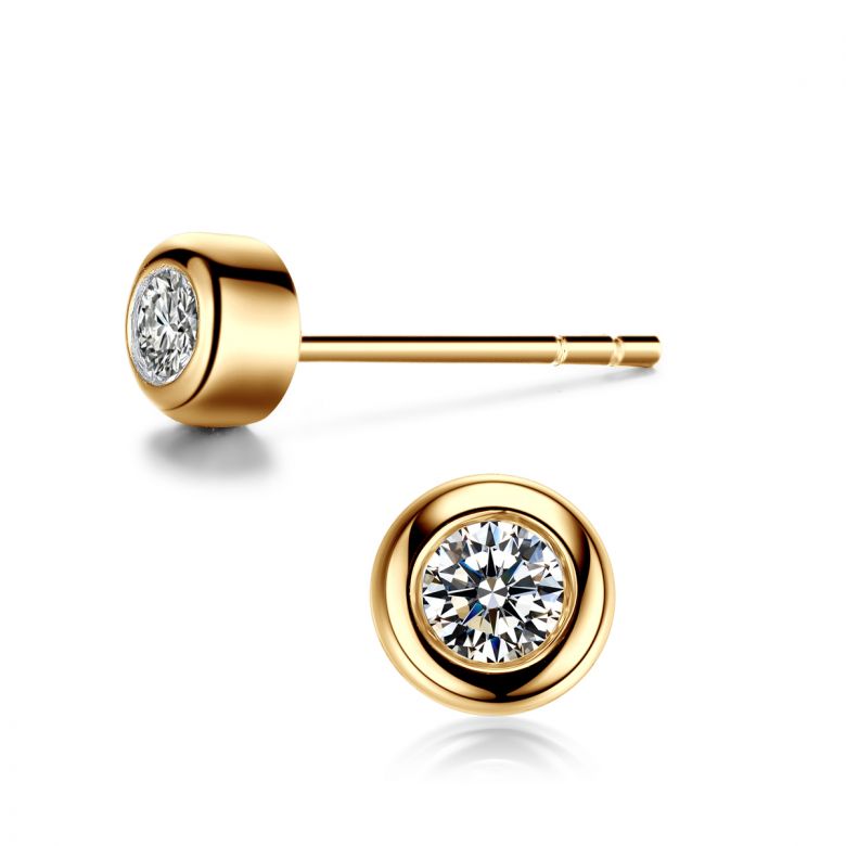 Puces diamants serties clos 0.20ct. Or jaune. Carat personnalisable - 8