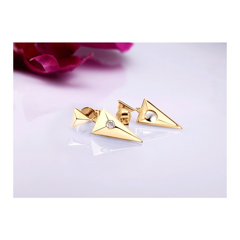 Pendants d'oreilles triangles Or jaune. Diamants 0.10ct - 8