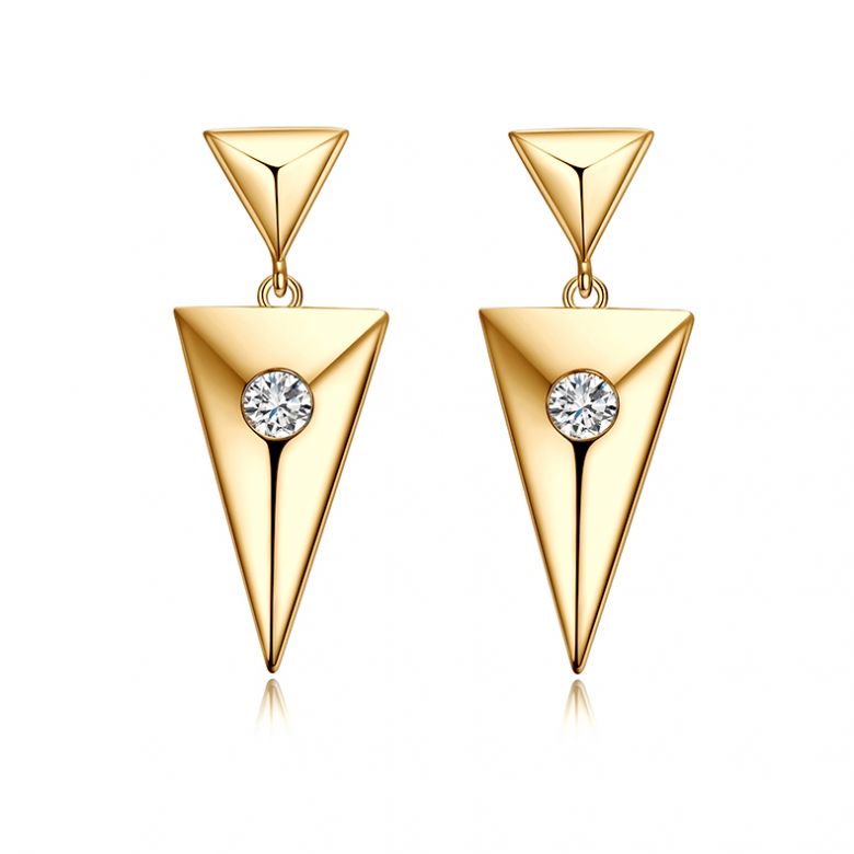 Pendants d'oreilles triangles Or jaune. Diamants 0.10ct - 1