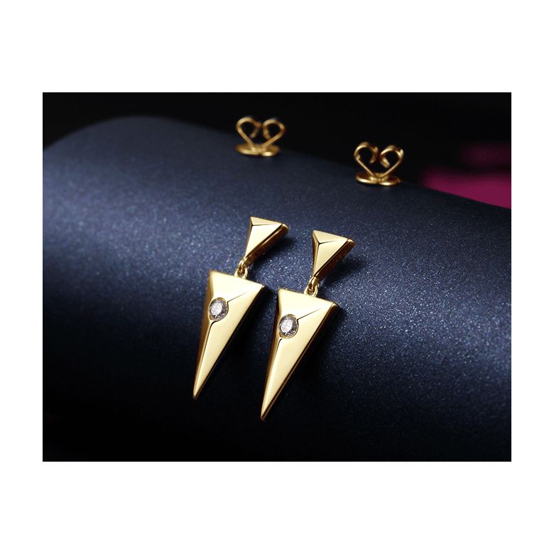 Pendants d'oreilles triangles Or jaune. Diamants 0.10ct - 4