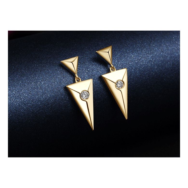 Pendants d'oreilles triangles Or jaune. Diamants 0.10ct - 3