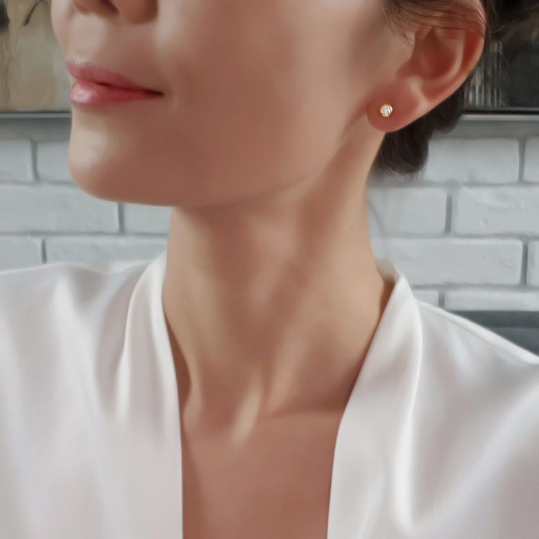 Puces diamants serties clos 0.40ct. Or jaune. Carat personnalisable - 7