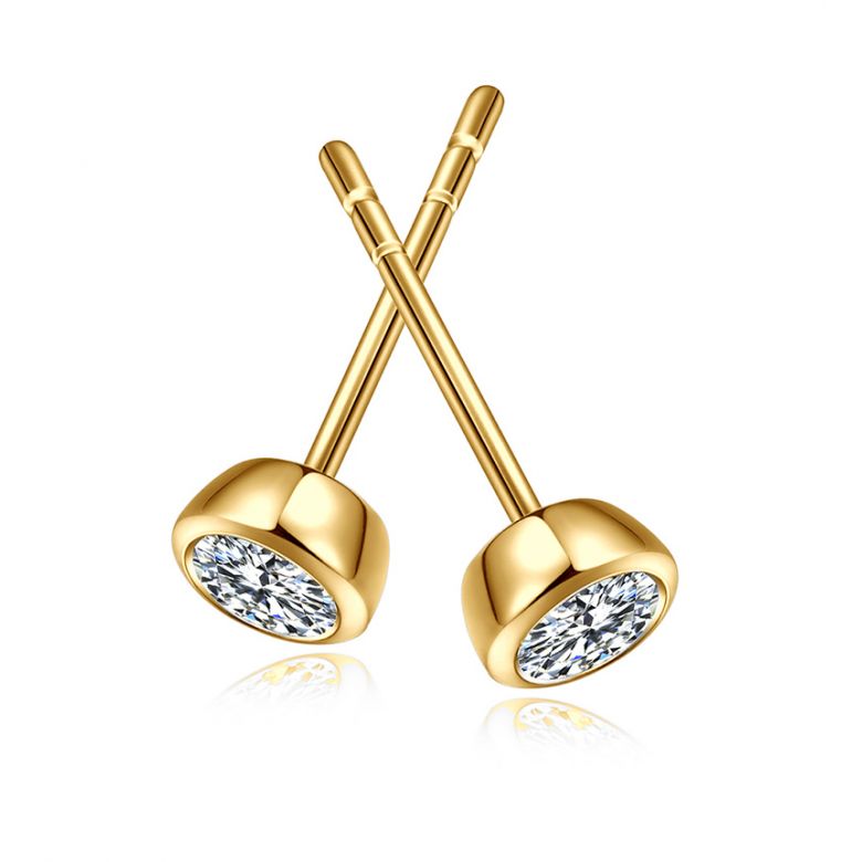 Puces diamants serties clos 0.40ct. Or jaune. Carat personnalisable - 5