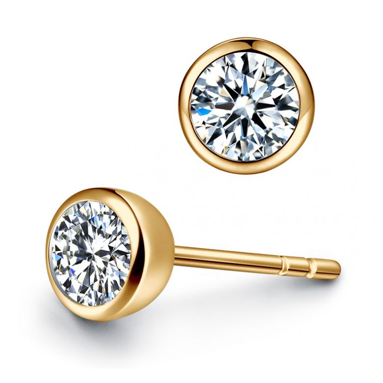 Puces diamants serties clos 0.40ct. Or jaune. Carat personnalisable - 4