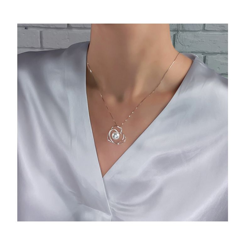 Pendentif coeur - Cadeau déclaration d'amour - Perle Australie blanche - 5