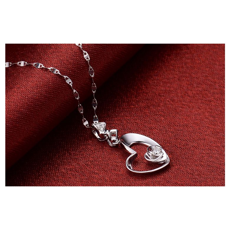 Pendentif Coeur de Rose - Diamants, or blanc - 2