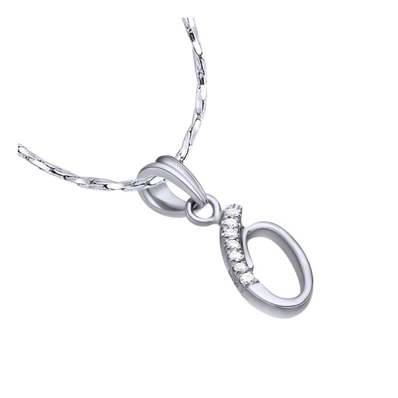 Pendentif chiffre 0 - Or blanc 18cts et diamants 0.035ct - 2