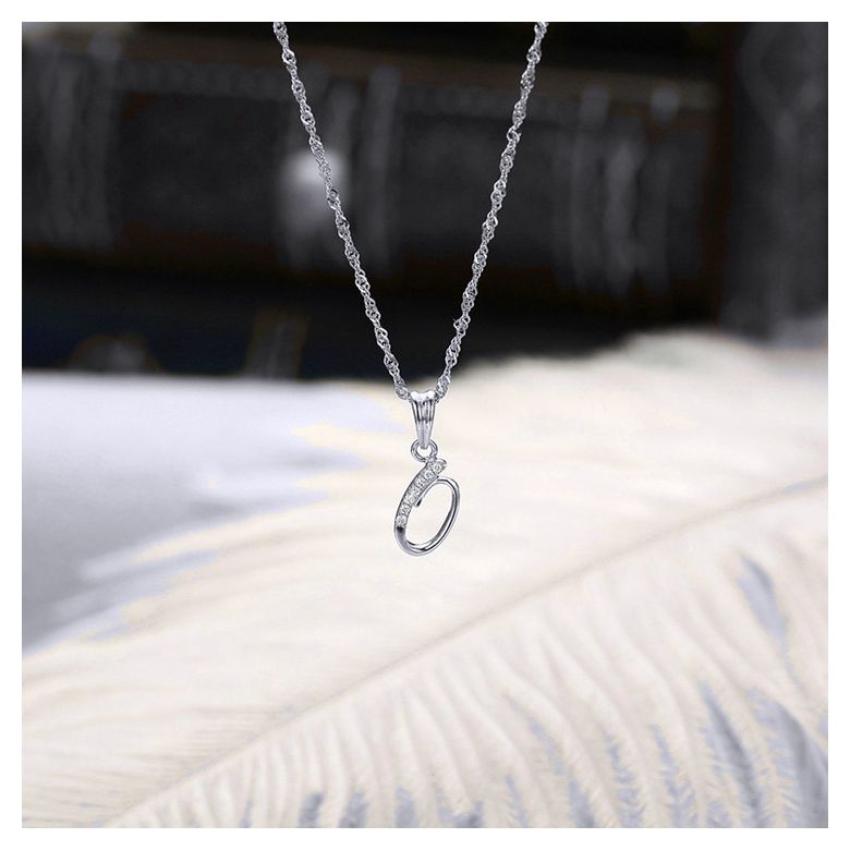 Pendentif chiffre 0 - Or blanc 18cts et diamants 0.035ct - 3