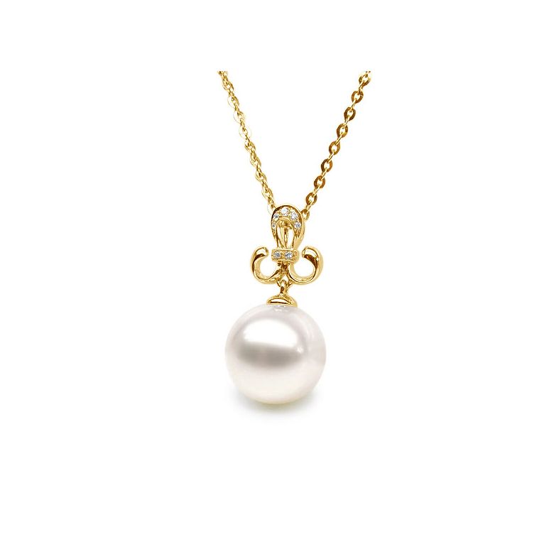 Pendentif armoiries noblesse - Or jaune, diamants - Perle blanche - 2