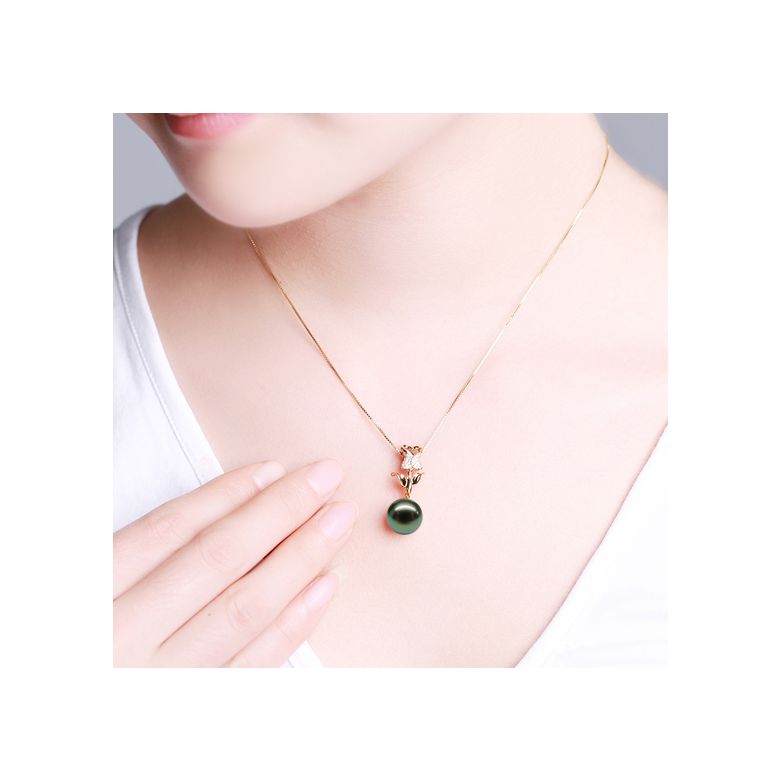 Pendentif la vie en rose. Perle de Tahiti, Or jaune et Diamants - 3
