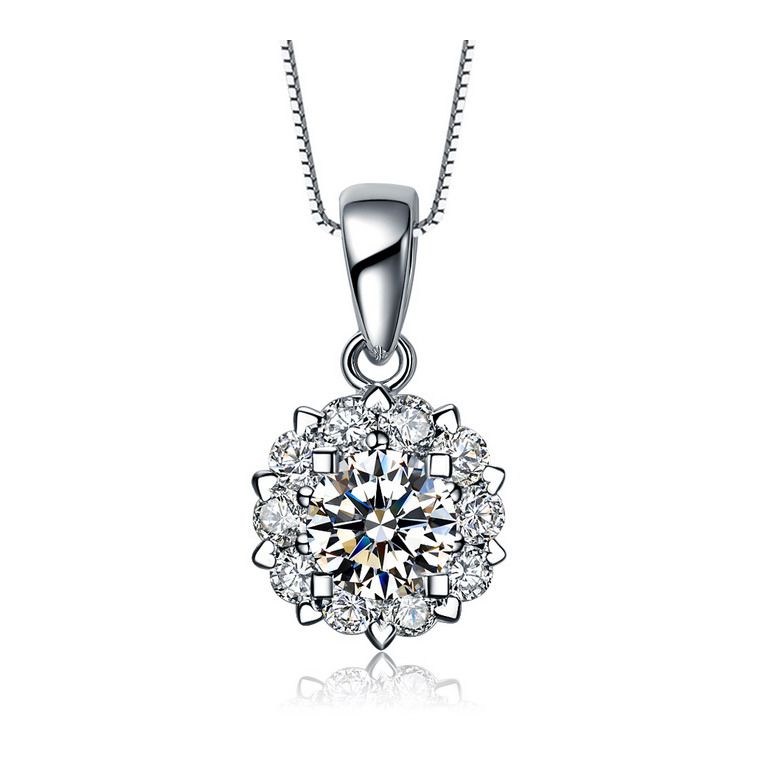 Pendentif Coeur Caillouté Or blanc et Diamants 0.33ct - 1