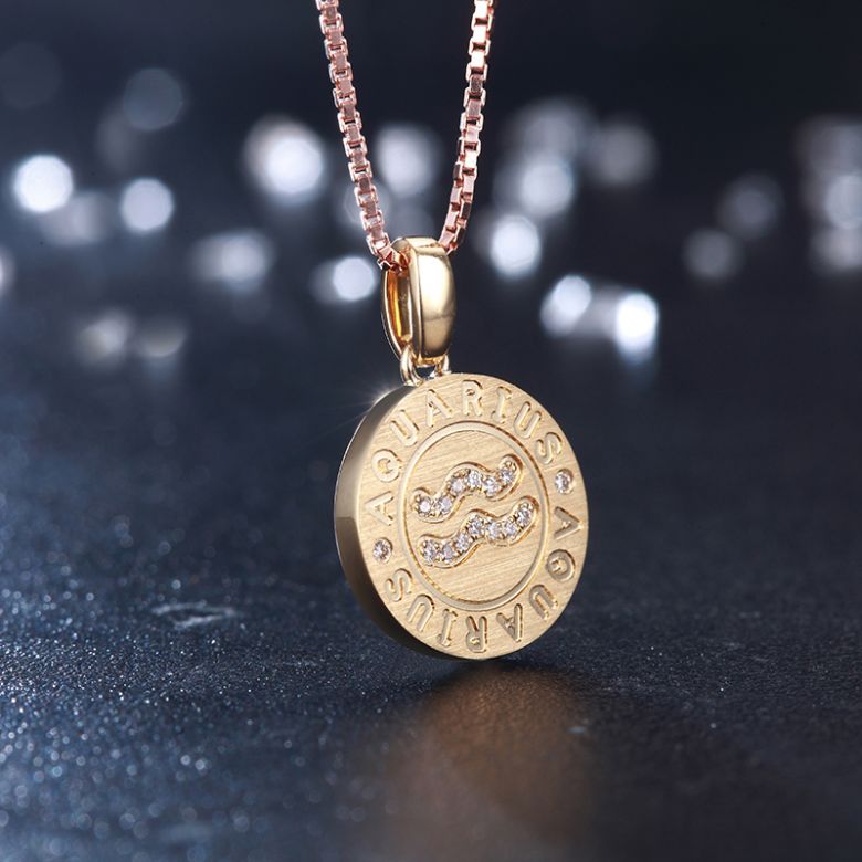 Pendentif Aquarius Or jaune. Signe du verseau. Zodiaque - 5