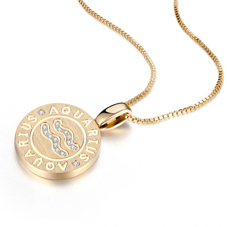Pendentif Aquarius Or jaune. Signe du verseau. Zodiaque - 7