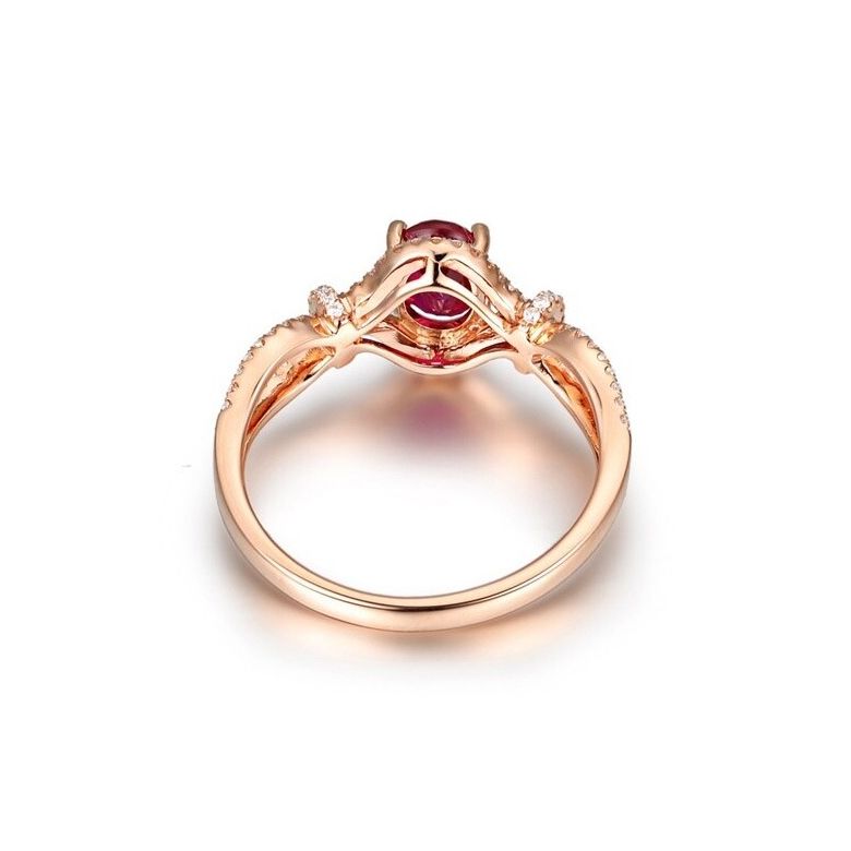 Bague rubis 1 carat or rose. Diamants sertis - 4