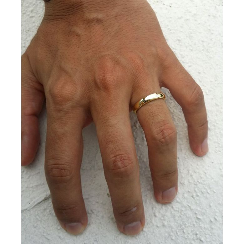 Alliance en or ronde - Alliance Homme Or jaune - Diamant - 2