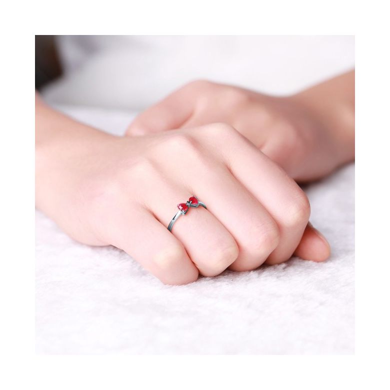 Bague or blanc rubis taille coeur - Noeud papillon - 2