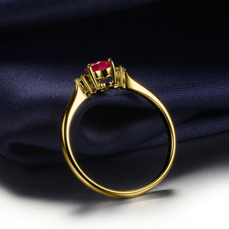 Coeur d'amour - Bague coeur d'amour - Rubis, diamants, or jaune - 3