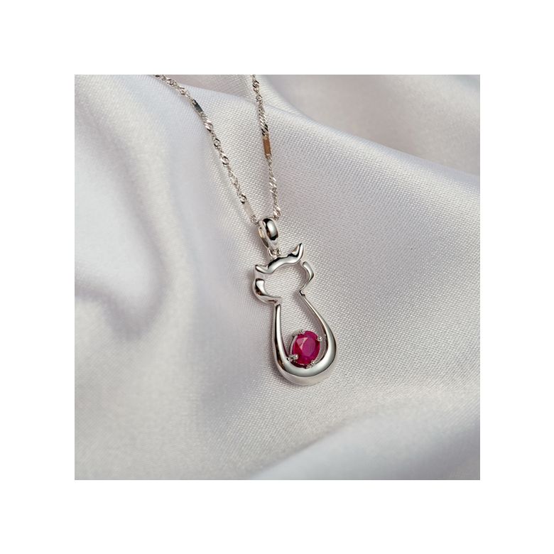 Pendentif rubis or blanc - Mon petit chaton - 2