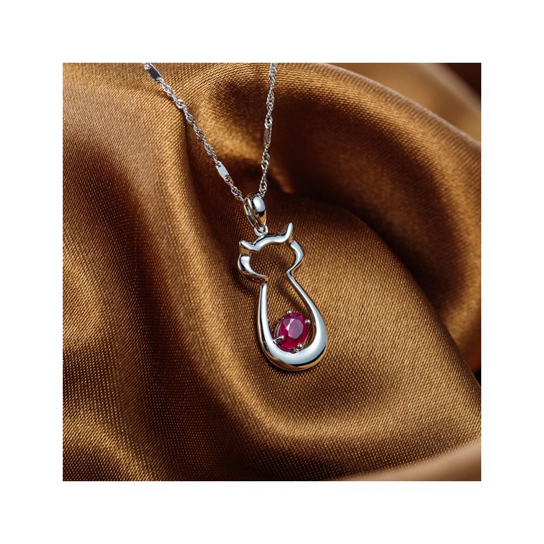 Pendentif rubis or blanc - Mon petit chaton - 3