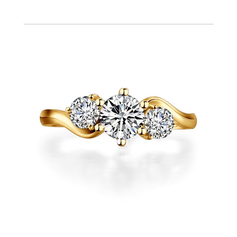 Solitaire trilogie or jaune - Bague de fiançaille 3 diamants | Trilogie - 3