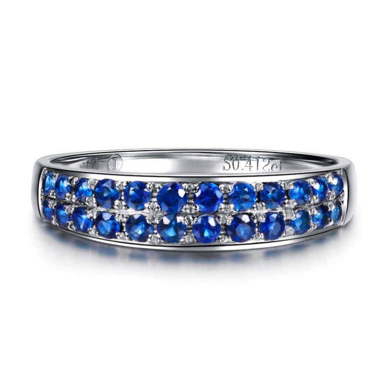 Bague Saphirs en rivière - Or blanc 18 carats - 5