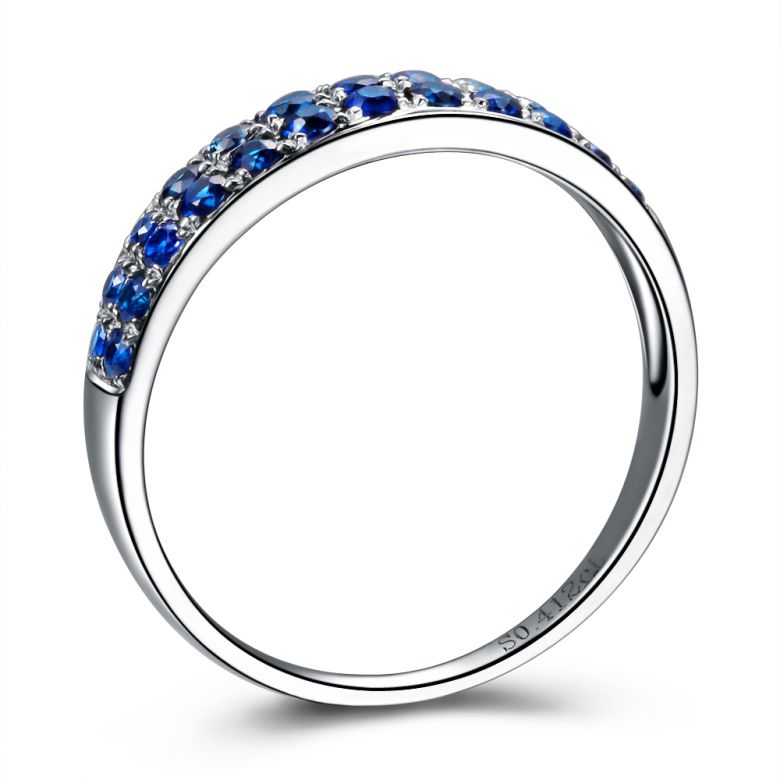 Bague Saphirs en rivière - Or blanc 18 carats - 4