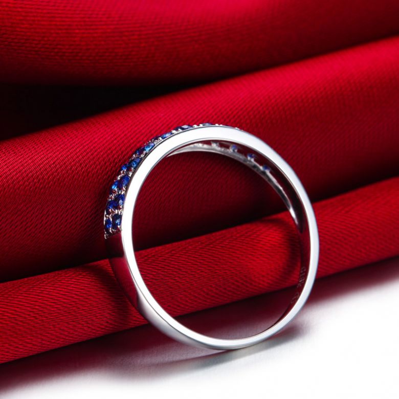 Bague Saphirs en rivière - Or blanc 18 carats - 3