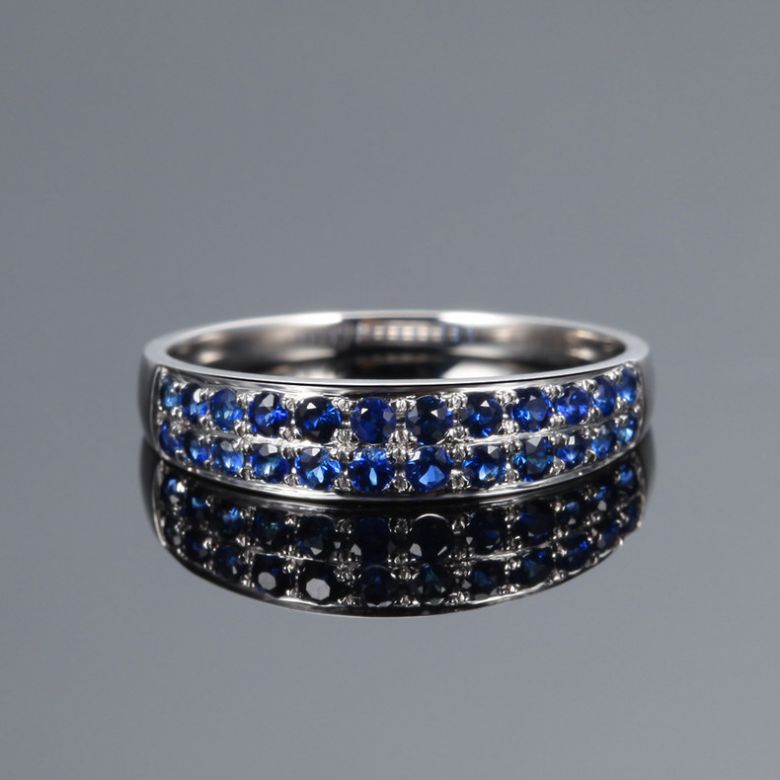 Bague Saphirs en rivière - Or blanc 18 carats - 2