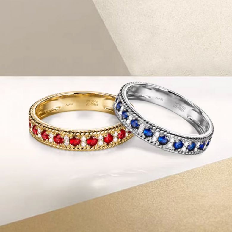 Bague saphir - Tempietto - Or blanc, diamant, saphir - 7