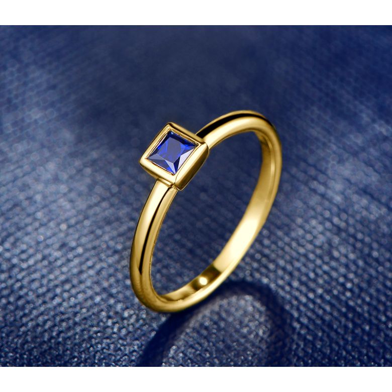 Bague de fiancailles Or jaune et saphir princesse - 3