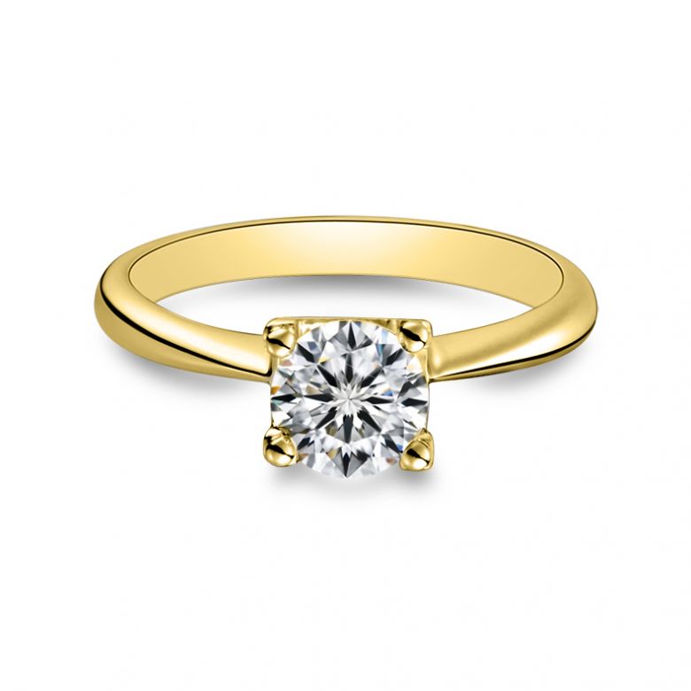 Bague prénom - Lettre N - Diamant, or jaune | Gemperles - 3