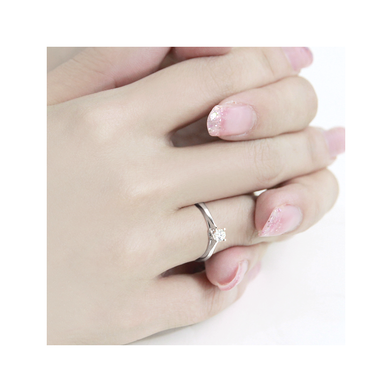 Solitaire or blanc diamant - Bague symbole du cœur et de l'amour - 3