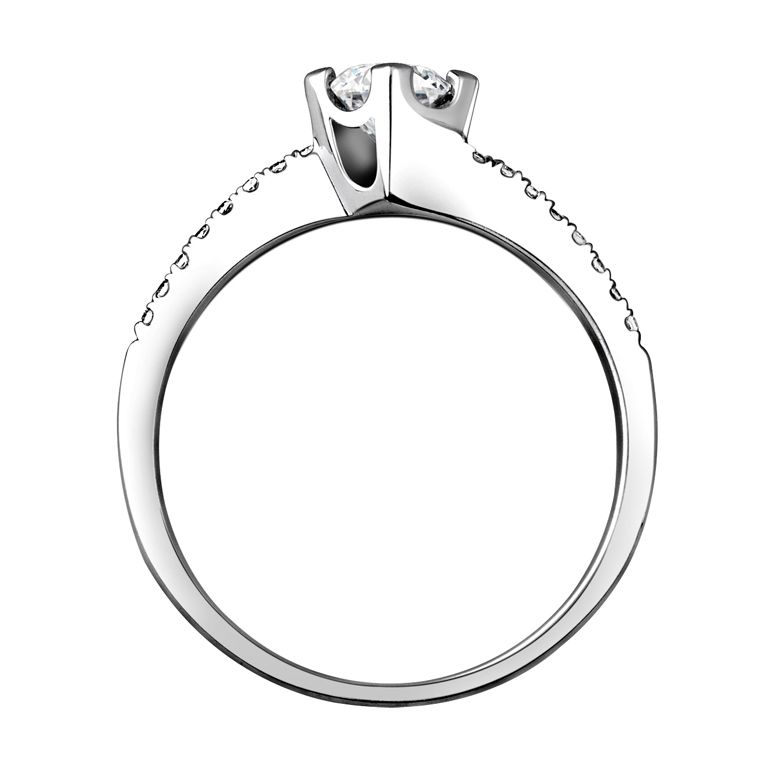 Solitaire bague liseré diamanté - Or blanc 750/1000 | Gemperles - 4