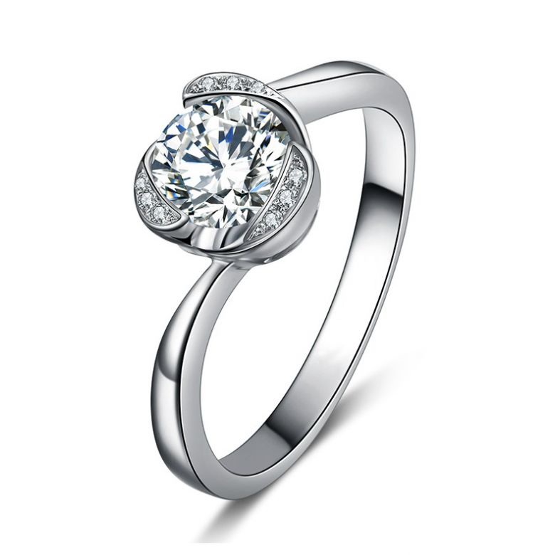 Bague Solitaire Délicatesse Or Blanc 18cts - Forme Coeur - Diamants | Gemperles - 1