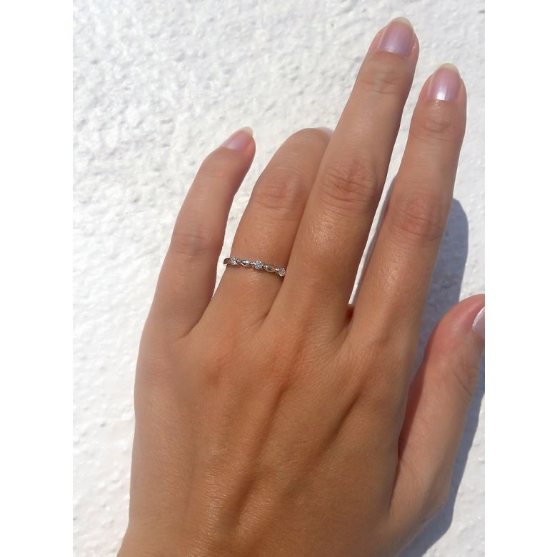 Bague Boann originale or blanc - Ondulations entrecoupées - 3