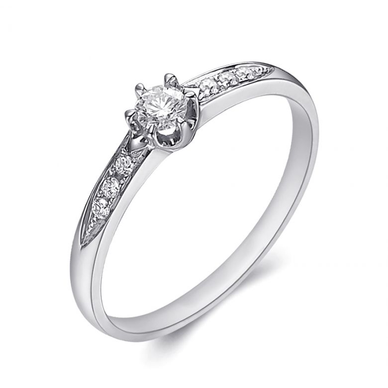 Bague Alliance Solitaire en Platine & Diamants | Gemperles - 1
