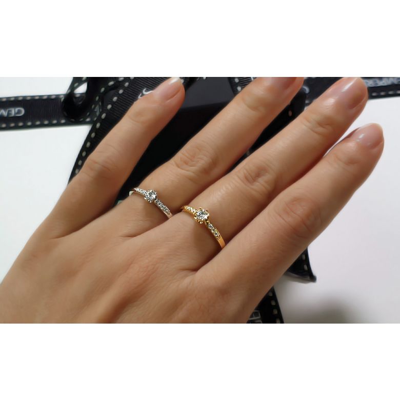 Bague Alliance Solitaire en Platine & Diamants | Gemperles - 10