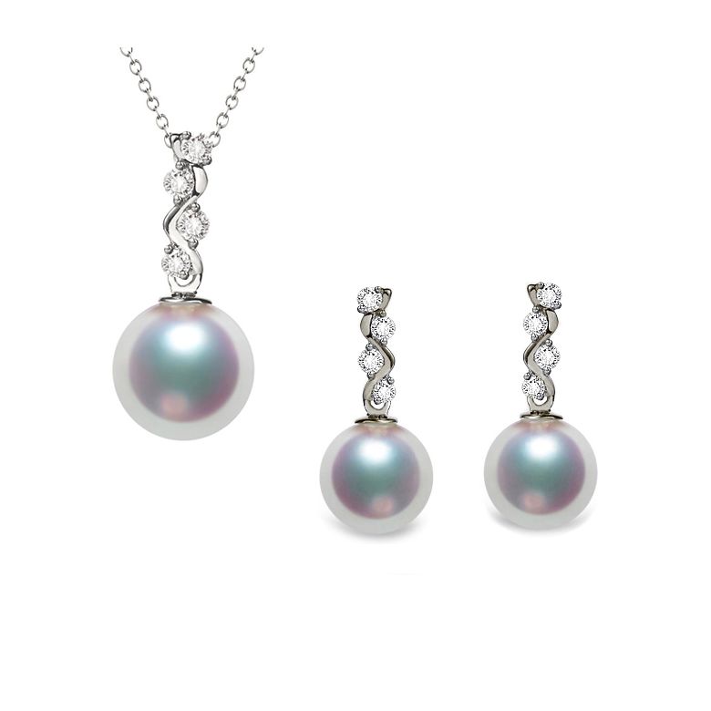 Pendentif et Boucles. Or blanc, Perles. Mya et la danse du serpent - 1