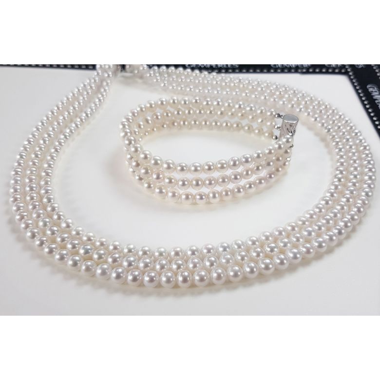 Parure Chabada I Collier, Bracelet & Boucles perles I 5/5.5mm, AAA - 5