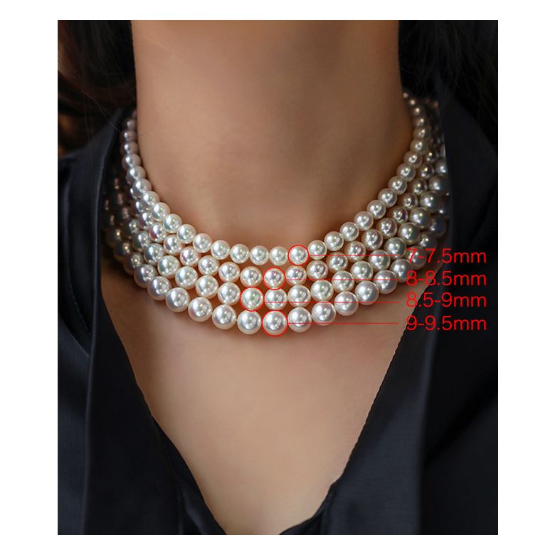 Collier perles Akoya blanches - Perle fine cultivée au Japon - 7/7.5mm - 8