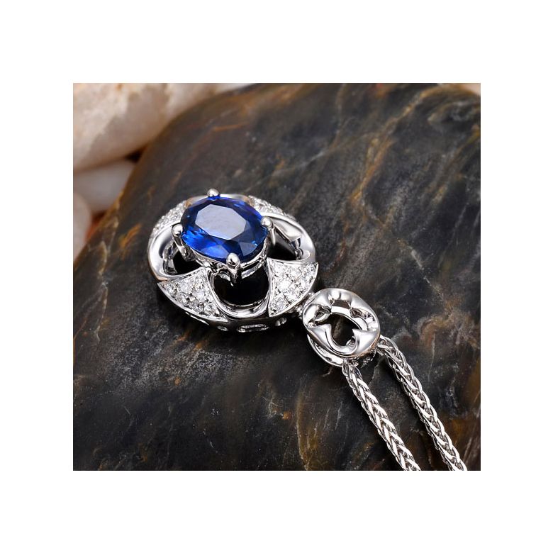 Pendentif Saphir et Diamants - Or blanc 18 carats - 3