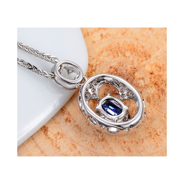 Pendentif Saphir et Diamants - Or blanc 18 carats - 4