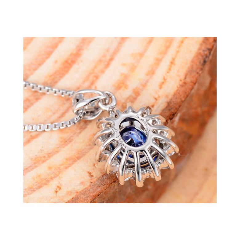 Breloque en fleur - Or blanc 18 carats - Diamants et saphir - 4