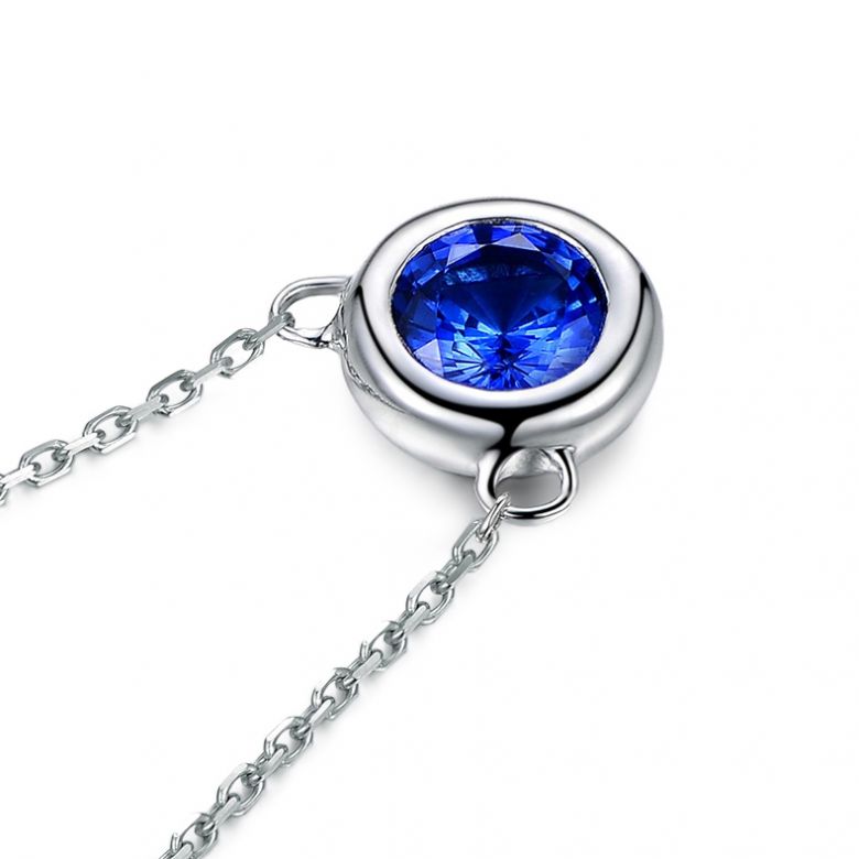 Collier pendentif solitaire saphir Or blanc - 6