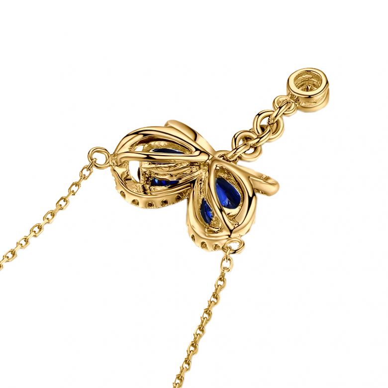 Pendentif papillon saphirs et diamants. Or jaune 18cts - 5