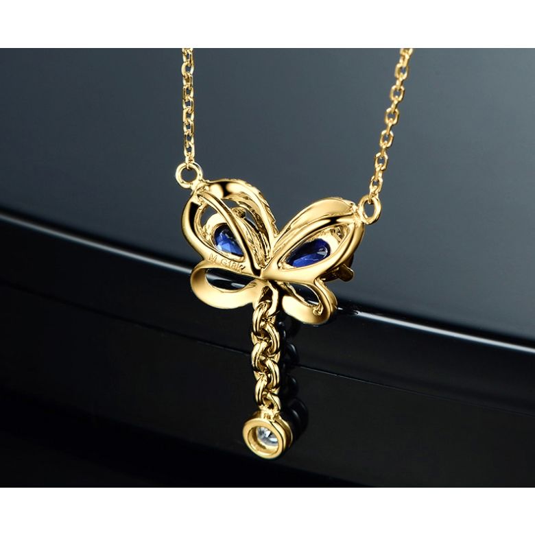 Pendentif papillon saphirs et diamants. Or jaune 18cts - 6